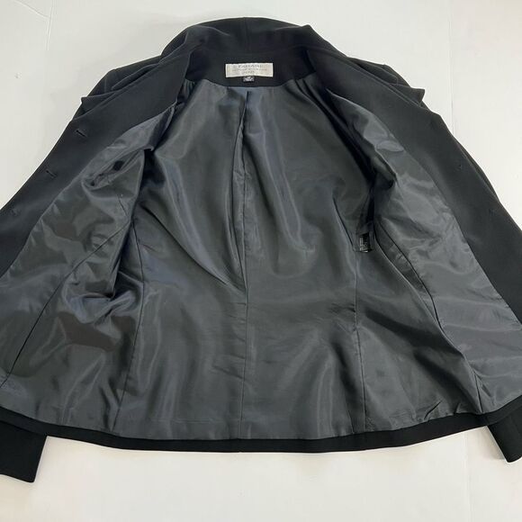Tahari Arthur S Levine Women's Black Ruffle Collar Button Front Blazer Jacket 4P - Picture 13 of 13